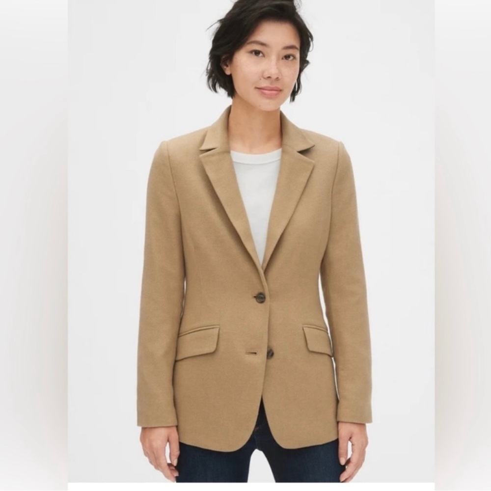 Gap Women’s Modern Classic Wool-Blend Blazer Career Casual Camel Color Size 4